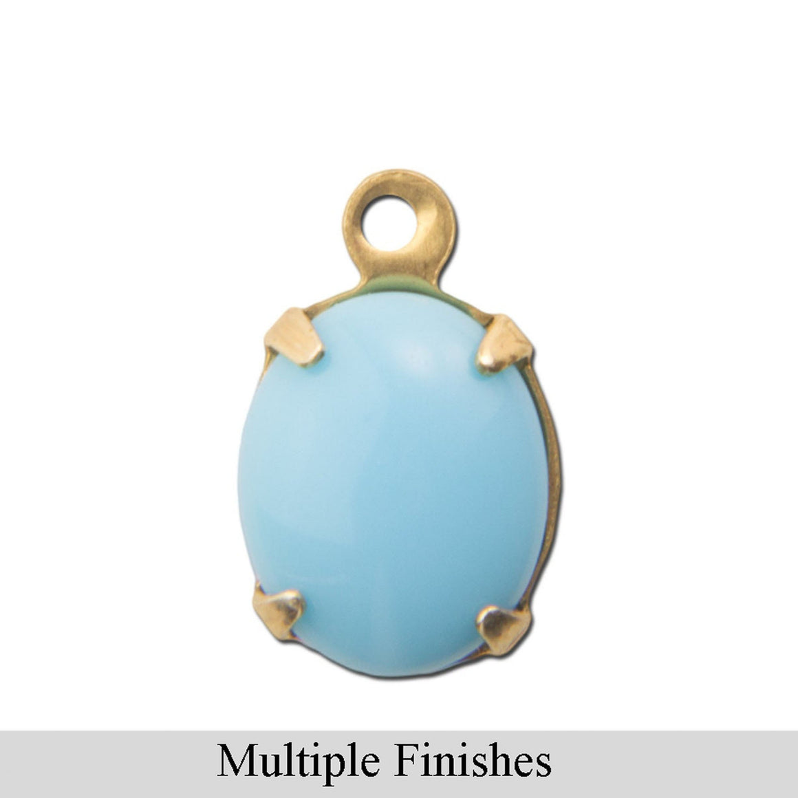 10x8mm Turquoise Blue Glass Oval Stone in 1 Loop Setting