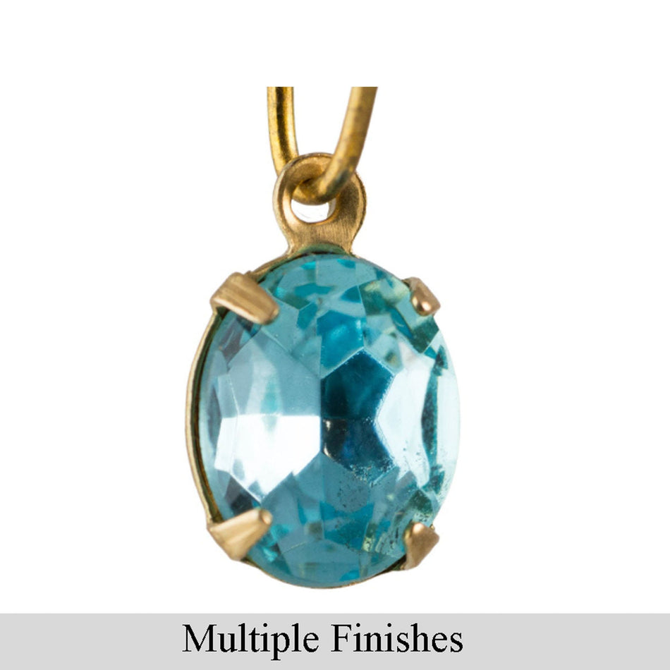 10x8mm Aquamarine Faceted Glass Oval Stone in 1 Loop Setting