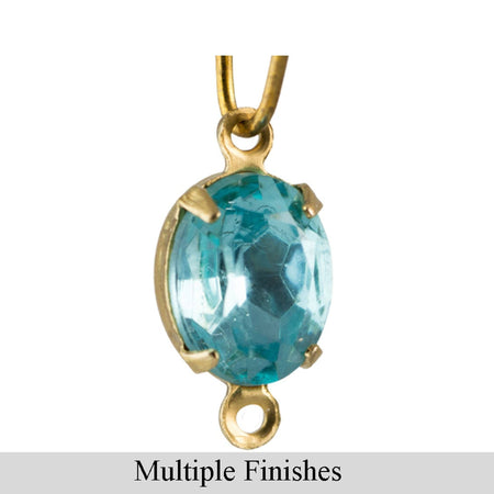 10x8mm Aquamarine Faceted Glass Oval Stone in 2 Loop Setting