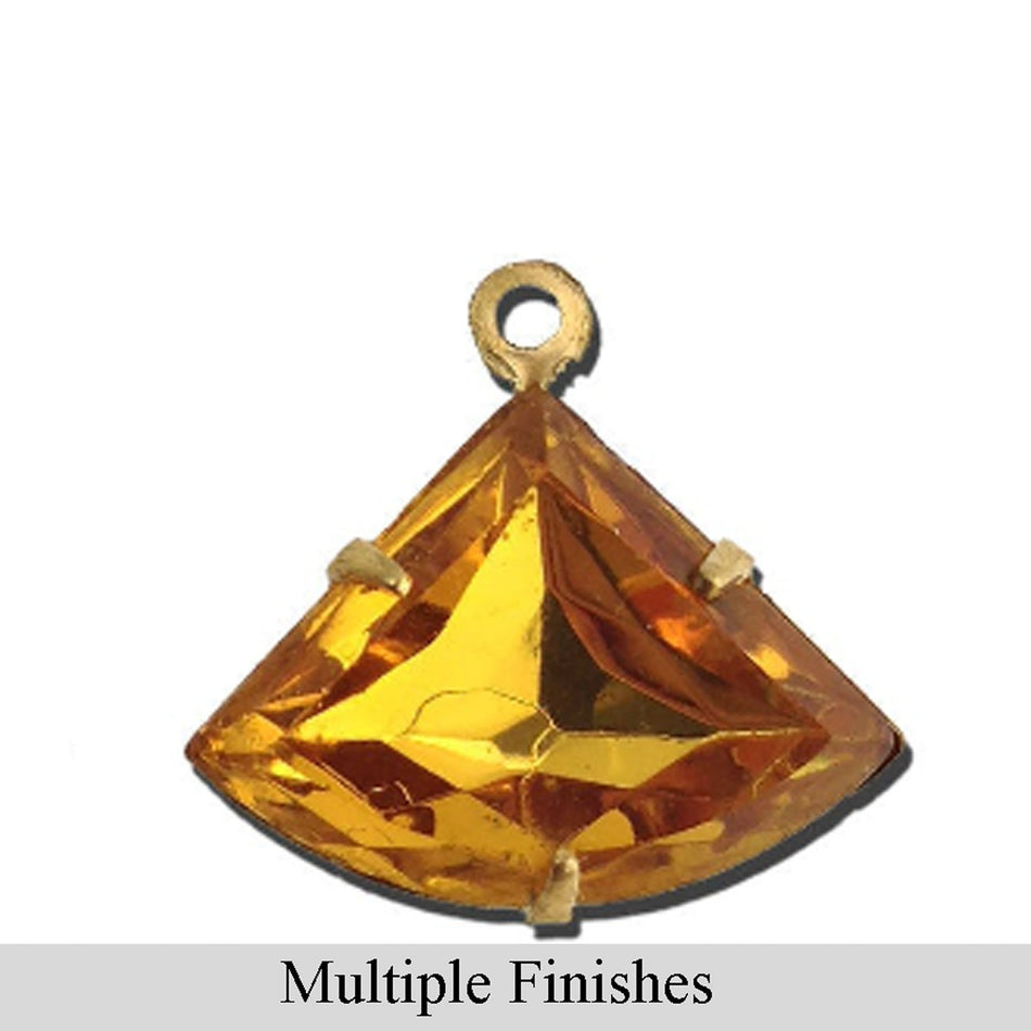 18x13mm Topaz Faceted Glass Fan Stone in 1 Loop Setting