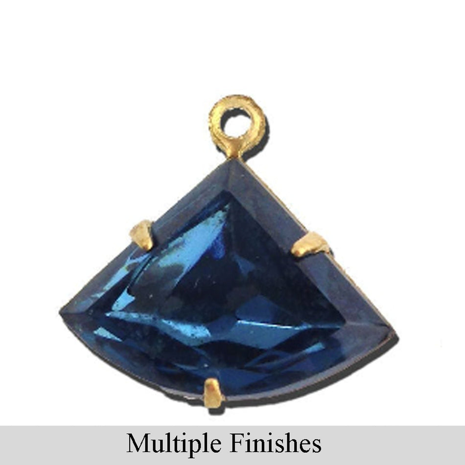 18x13mm Montana Blue Faceted Glass Fan Stone in 1 Loop Setting