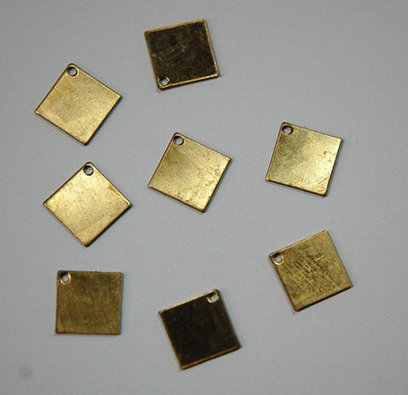 1 Hole Raw Brass Flat Square Charms Drops (8) mtl202