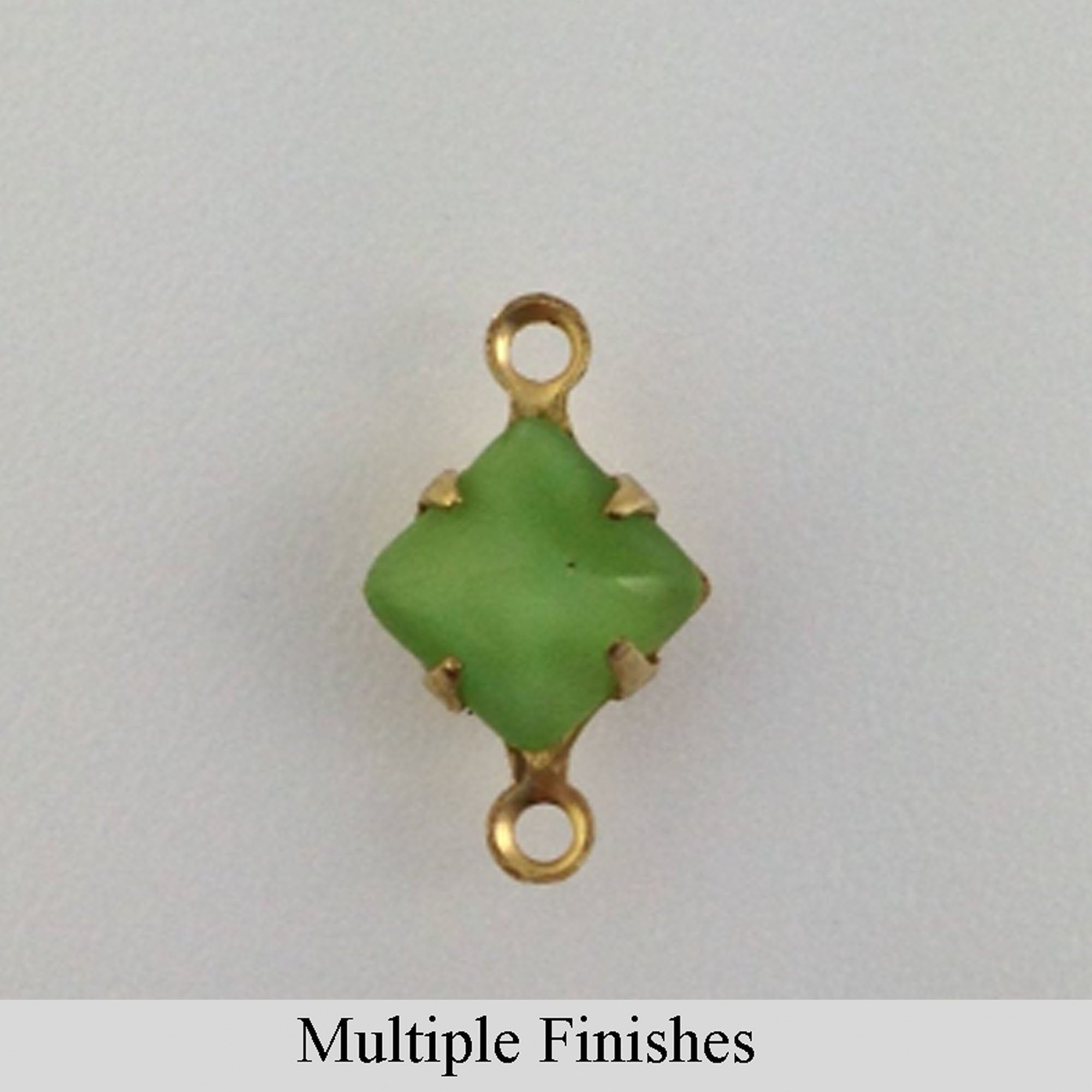 6mm Green Moonglow Glass Square Stone in 2 Loop Setting