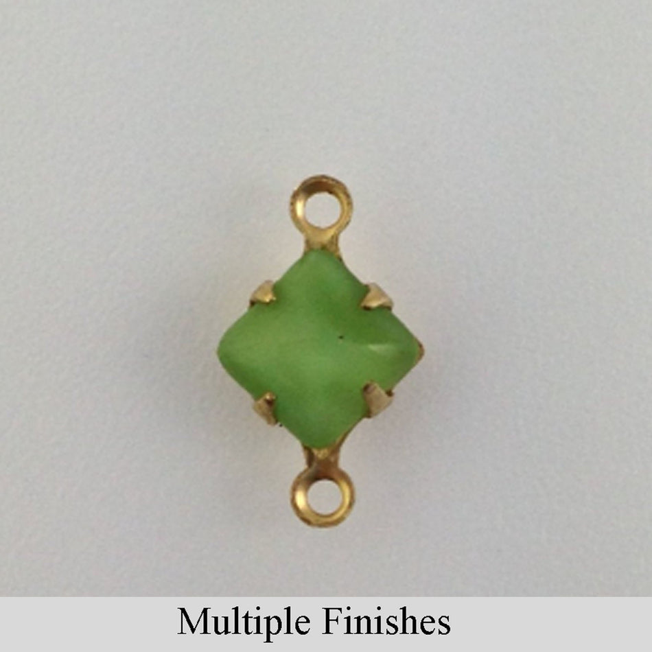 6mm Green Moonglow Glass Square Stone in 2 Loop Setting