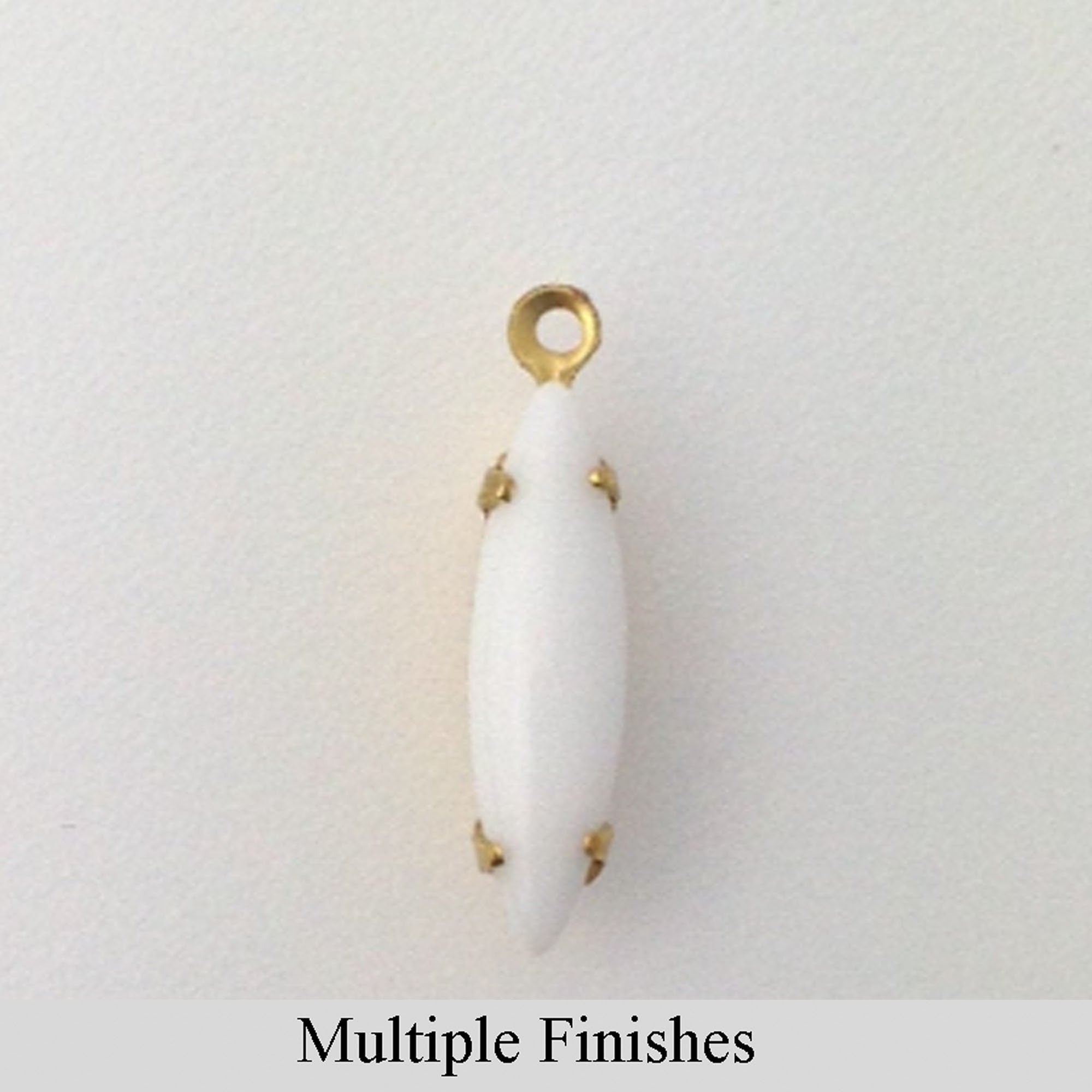15x4mm White Glass Navette Stone in 1 Loop Setting