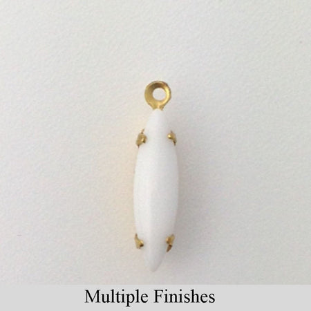 15x4mm White Glass Navette Stone in 1 Loop Setting