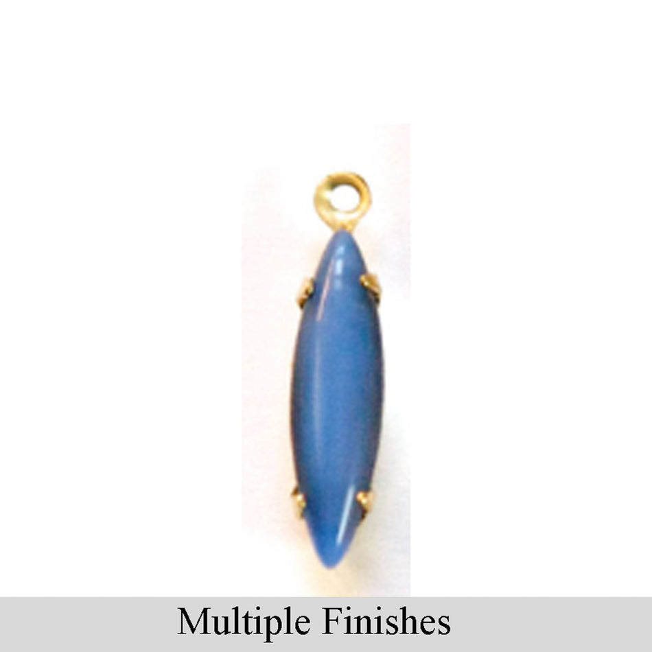 15x4mm Blue to Black Glass Navette Stone in 1 Loop Setting