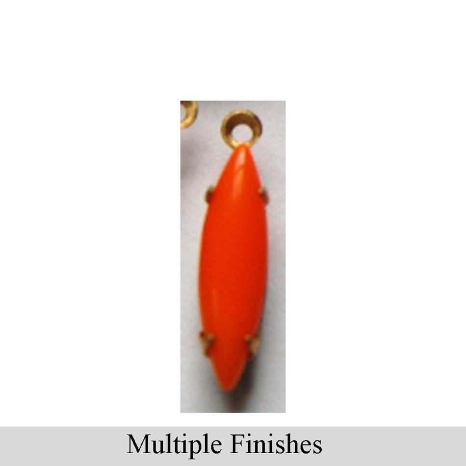 15x4mm Orange Glass Navette Stone in 1 Loop Setting
