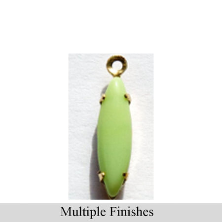 15x4mm Light Green Glass Navette Stone in 1 Loop Setting
