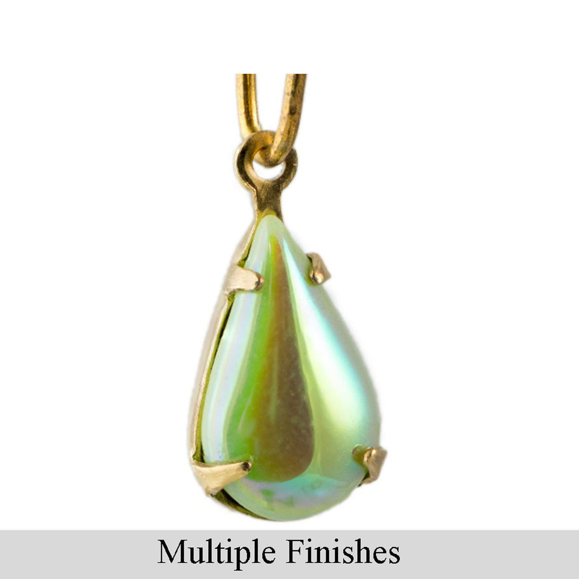 13x8mm Green AB Glass Teardrop Stone in 1 Loop Setting