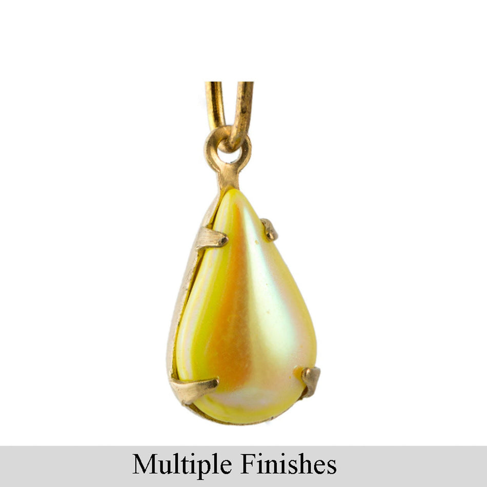 13x8mm Yellow AB Glass Teardrop Stone in 1 Loop Setting