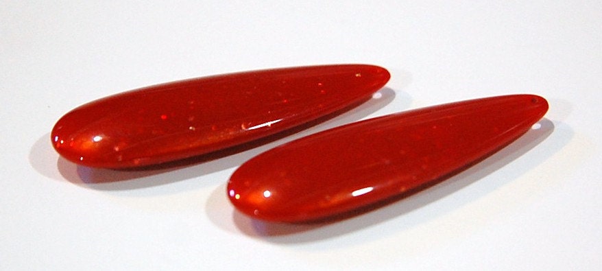 Vintage Acrylic Teardrop Pendant Sparkle Red Orange pnd033D