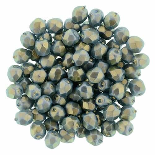 6mm Halo Ethereal Shadows Czech Firepolish Faceted Glass Beads (25)