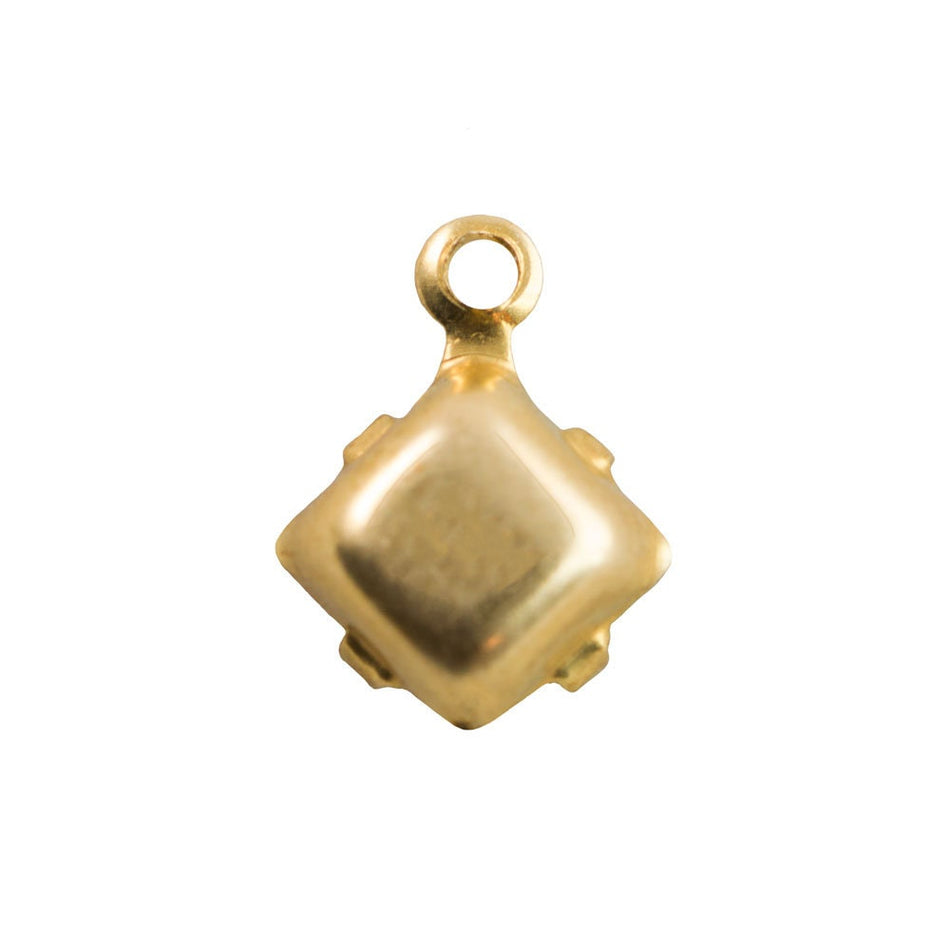 6mm Light Blue Turquoise Picasso Glass Square Stone in 1 Loop Setting