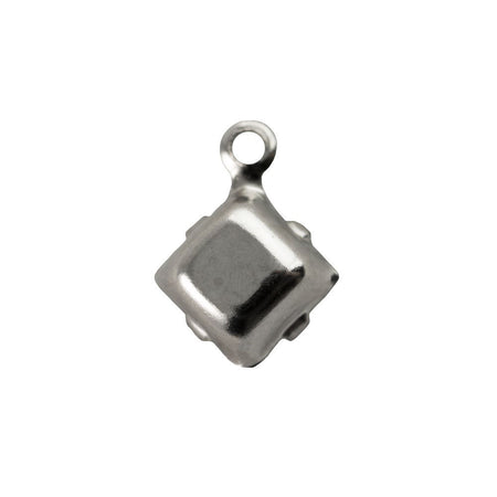 6mm Yellow Glass Square Stone in 1 Loop Setting