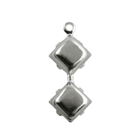 6mm Yellow Moonglow Glass Square Stone in 1 Loop Double Setting