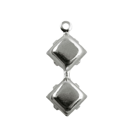 6mm Light Pink Picasso Glass Square Stone in 1 Loop Double Setting