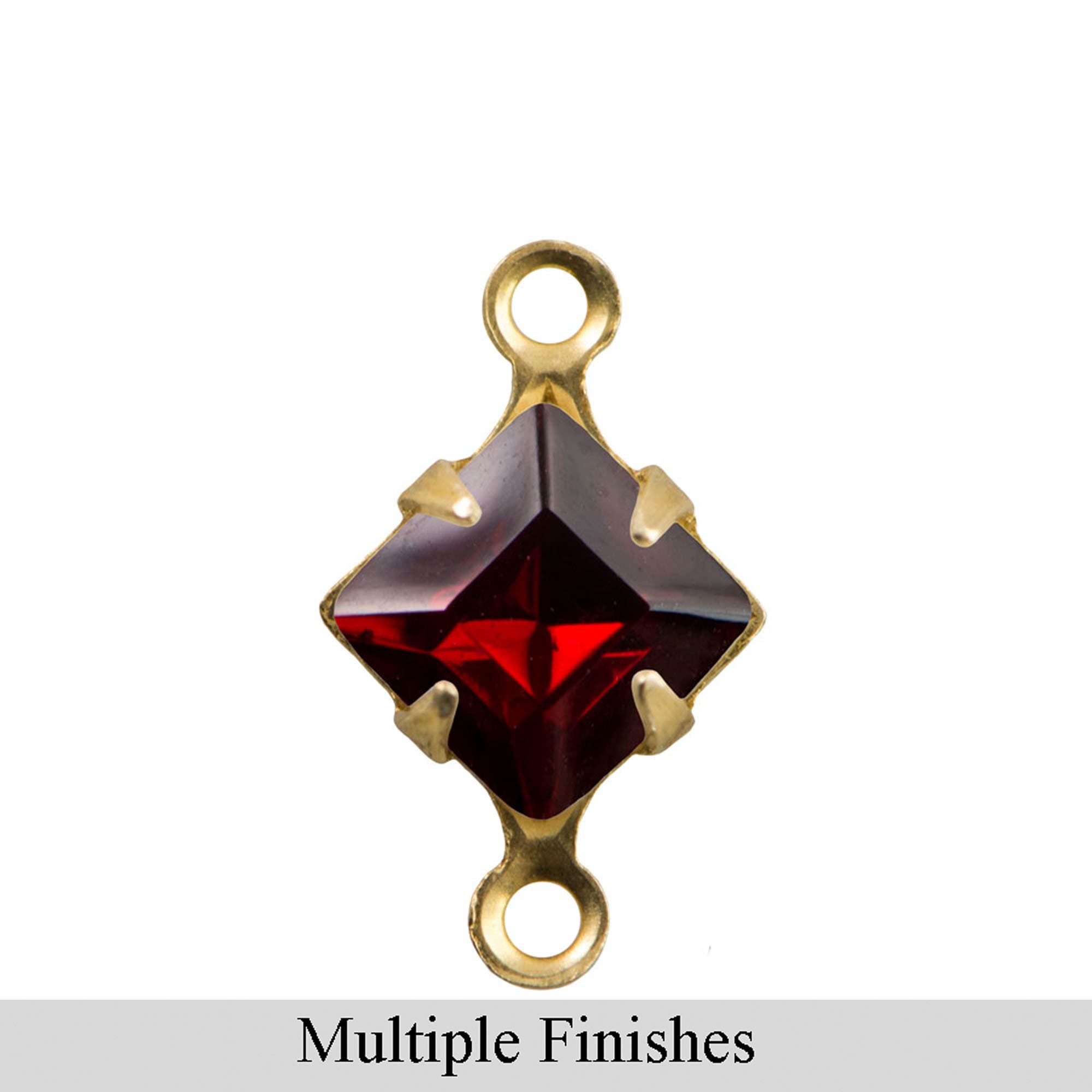 6mm Siam Ruby Faceted Glass Square Stone in 2 Loop Setting