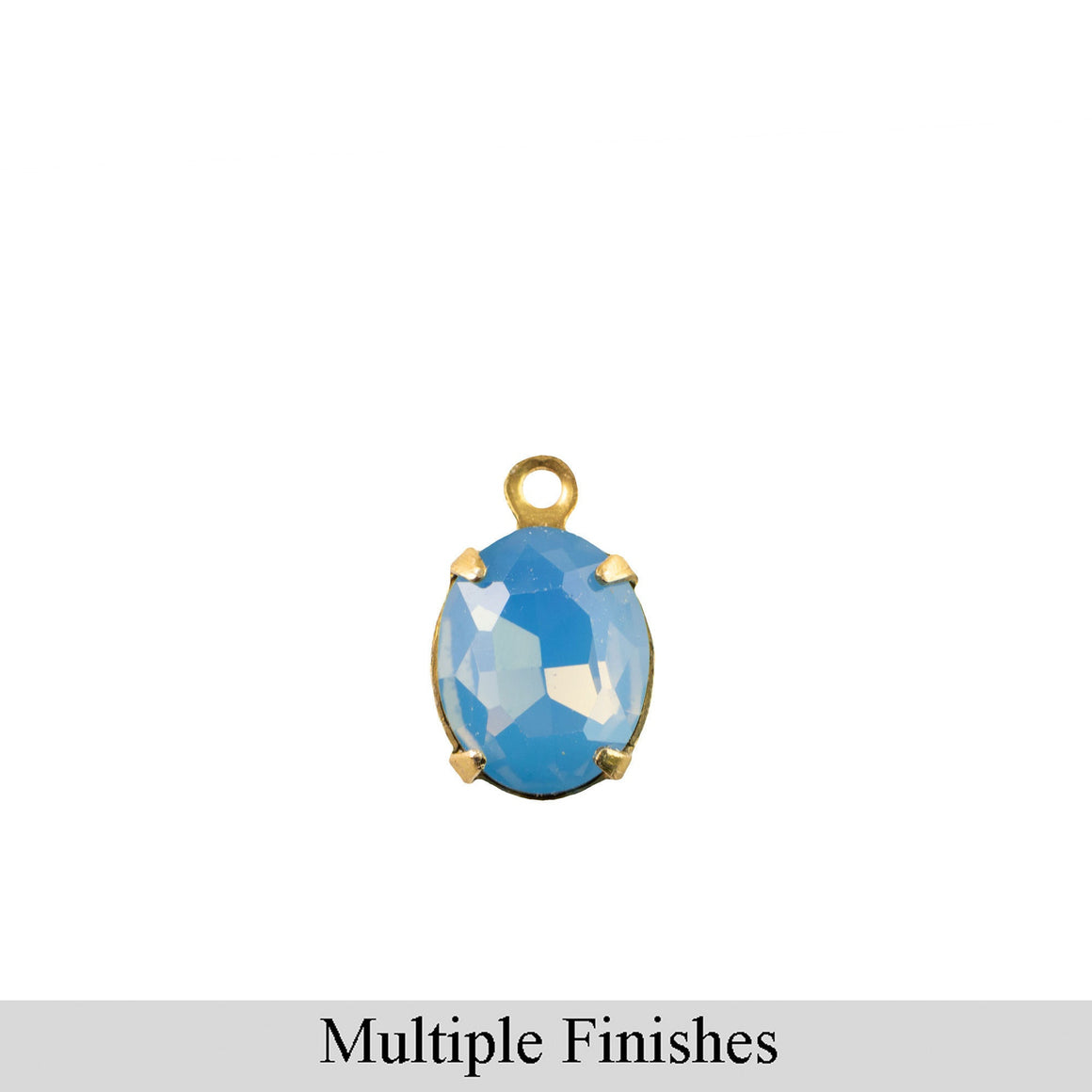 10x8mm Blue Opal Faceted Glass Oval Stone in 1 Loop Setting