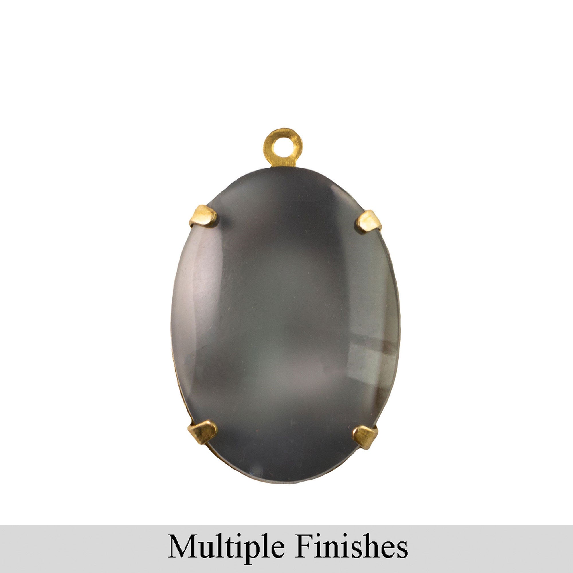 25x18mm Grey Moonglow Glass Oval Stone in 1 Loop Setting