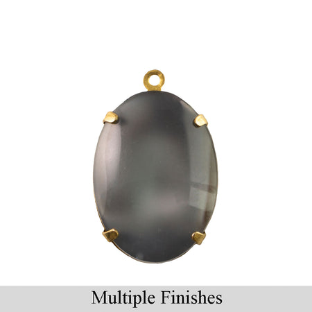 25x18mm Grey Moonglow Glass Oval Stone in 1 Loop Setting