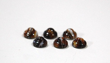 Vintage Brown and White Ball Top Glass Cabochons 7mm cab701R