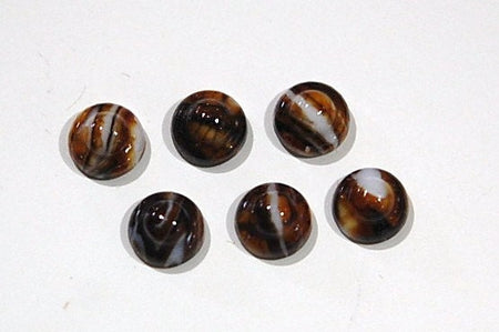 Vintage Brown and White Ball Top Glass Cabochons 7mm cab701R