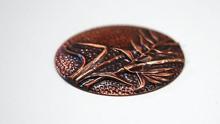 Antiqued Copper Dapped Pendant with Reeds Bamboo mtl085