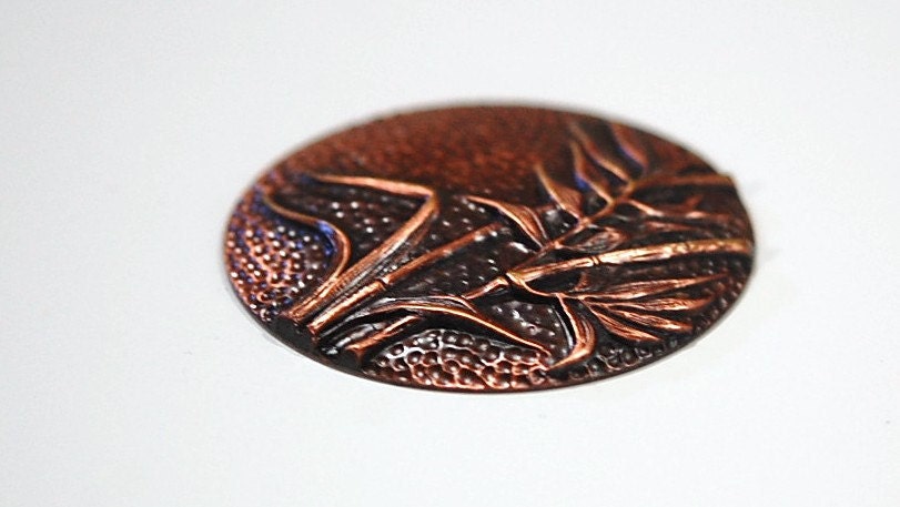 Antiqued Copper Dapped Pendant with Reeds Bamboo mtl085