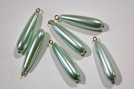 Vintage Acrylic Long Mint Green Pearl Teadrops with Loop drp050
