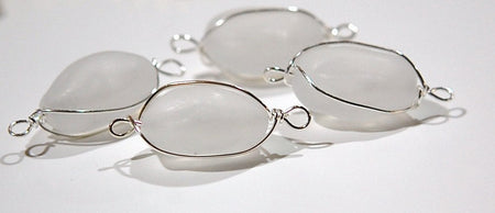 Acrylic Matte Crystal Bead with Silver Wrap Connector (4) drp050D