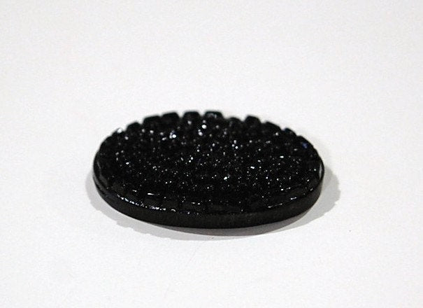 Vintage Black Etched Bumpy Top Cabochon Germany 30x20mm cab101