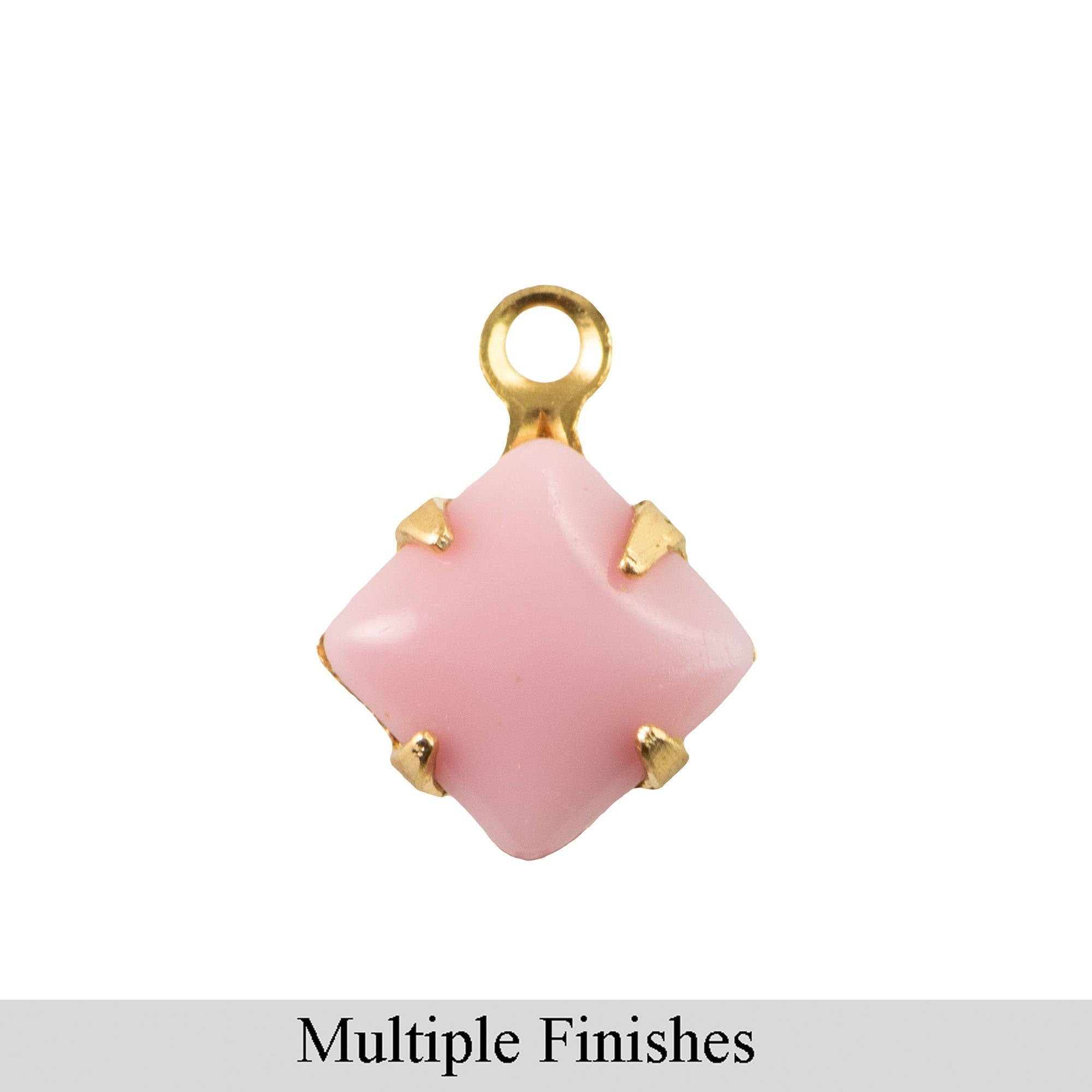 6mm Pink Glass Square Stone in 1 Loop Setting