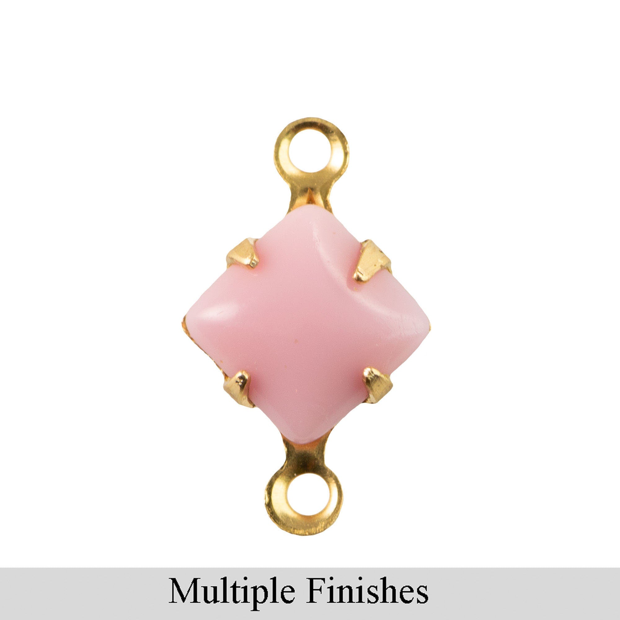 6mm Pink Glass Square Stone in 2 Loop Setting