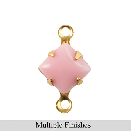 6mm Pink Glass Square Stone in 2 Loop Setting