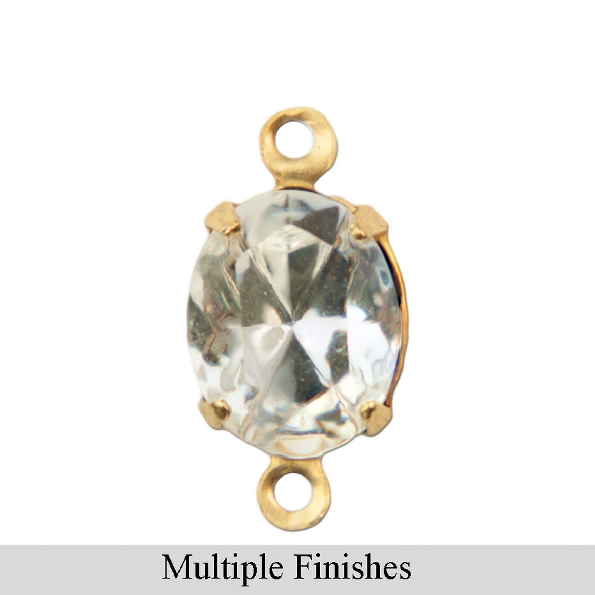 10x8mm Clear Faceted Glass Oval Stone in 2 Loop Setting