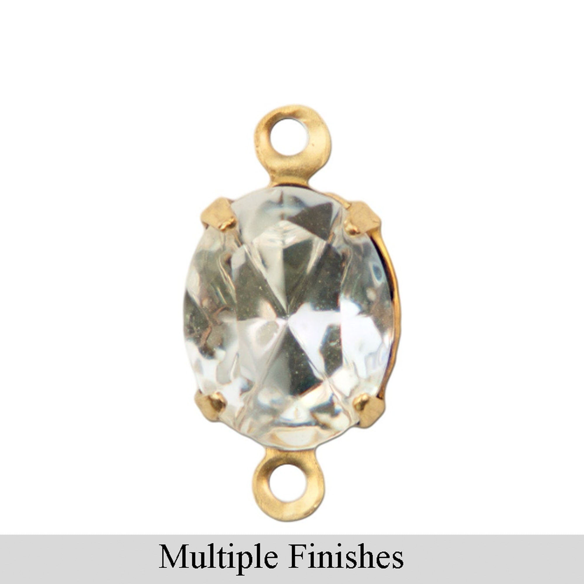 10x8mm Clear Faceted Glass Oval Stone in 2 Loop Setting