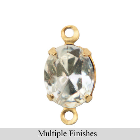 10x8mm Clear Faceted Glass Oval Stone in 2 Loop Setting