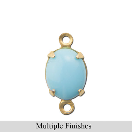 10x8mm Turquoise Blue Glass Oval Stone in 2 Loop Setting