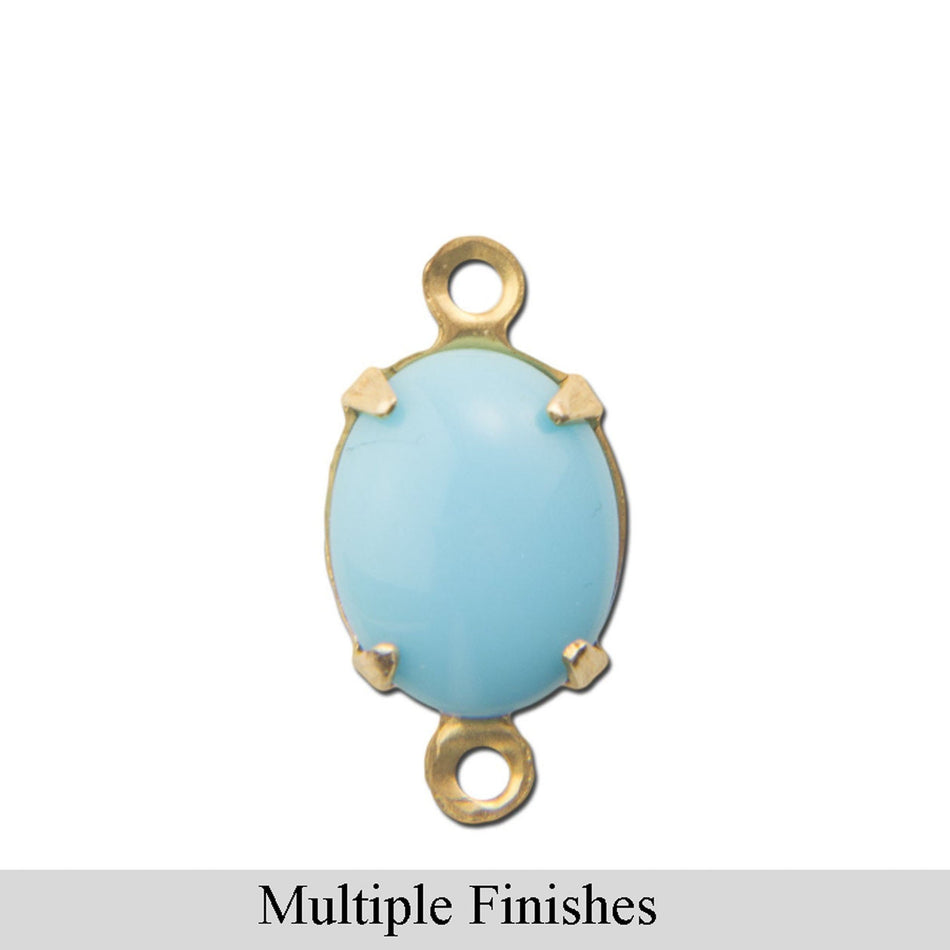 10x8mm Turquoise Blue Glass Oval Stone in 2 Loop Setting