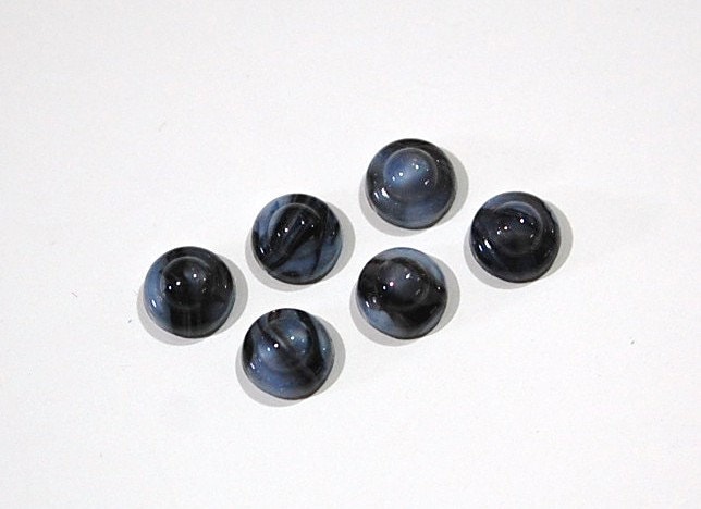 Vintage Gray and Black Ball Top Glass Cabochons 7mm cab701S