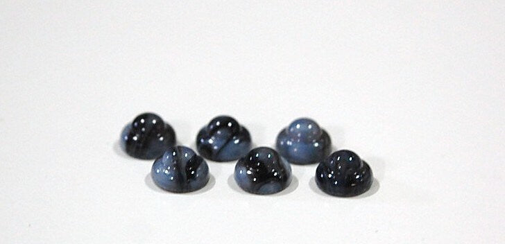 Vintage Gray and Black Ball Top Glass Cabochons 7mm cab701S