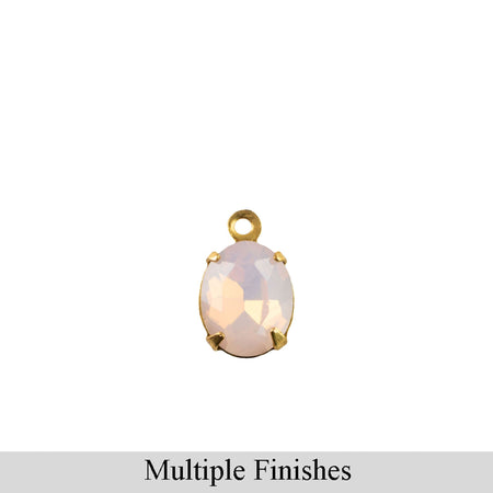 10x8mm Pink Opal Faceted Glass Oval Stone in 1 Loop Setting