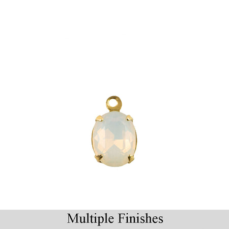 10x8mm White Opal Faceted Glass Oval Stone in 1 Loop Setting
