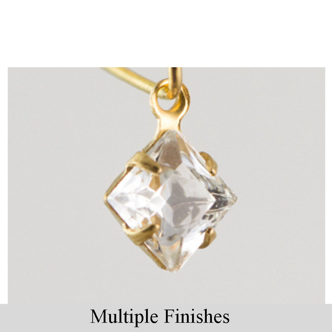 6mm Clear Faceted Glass Square Stone in 1 Loop Setting