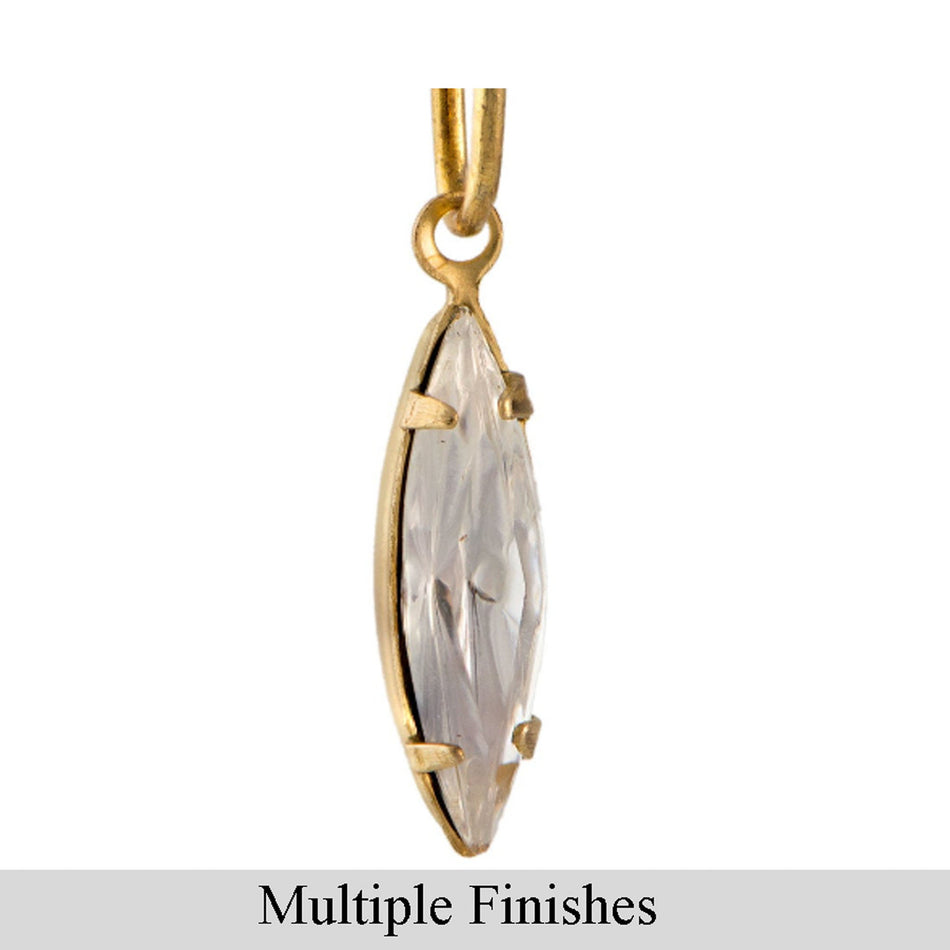 15x4mm Clear Faceted Glass Navette Stone in 1 Loop Setting