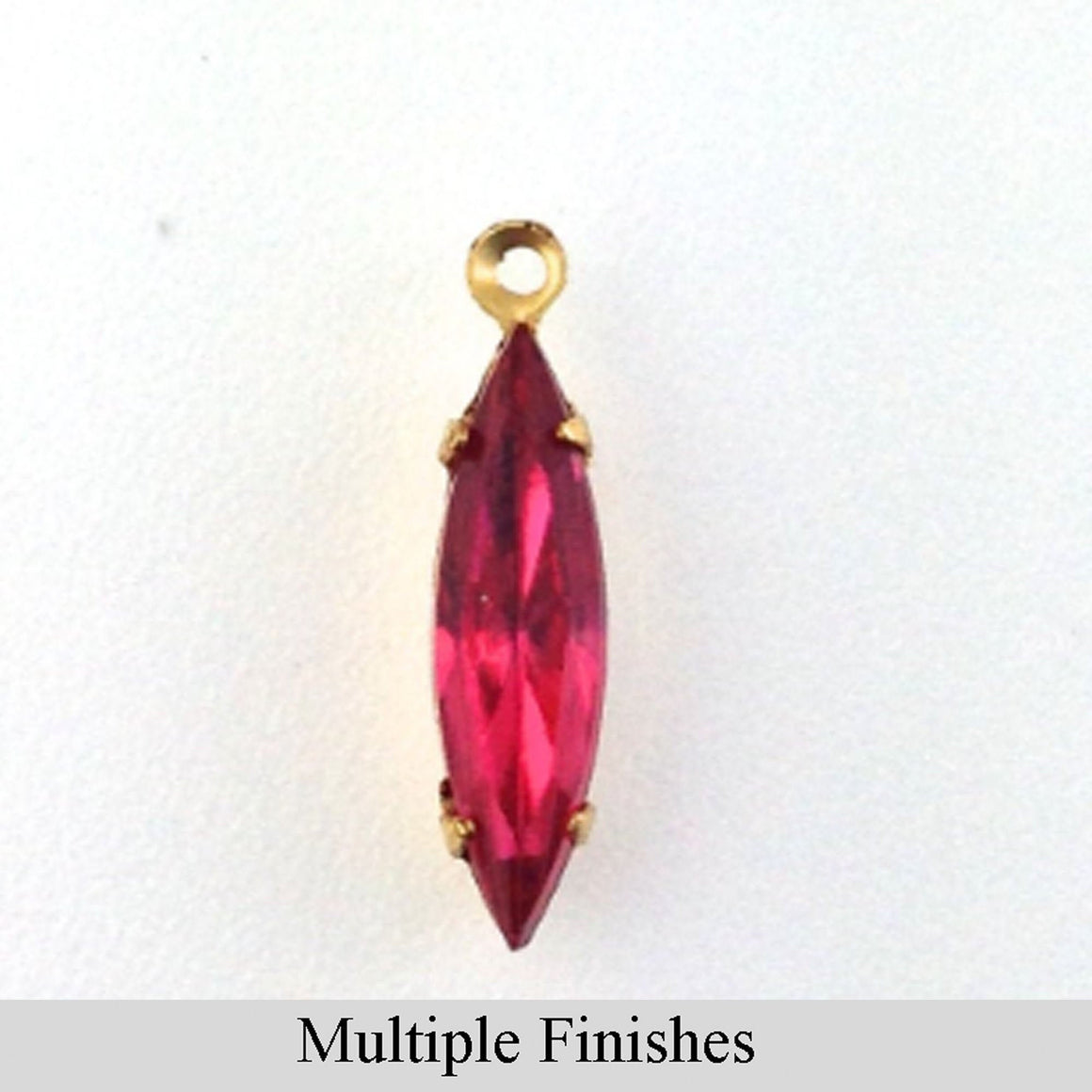 15x4mm Rose Faceted Glass Navette Stone in 1 Loop Setting