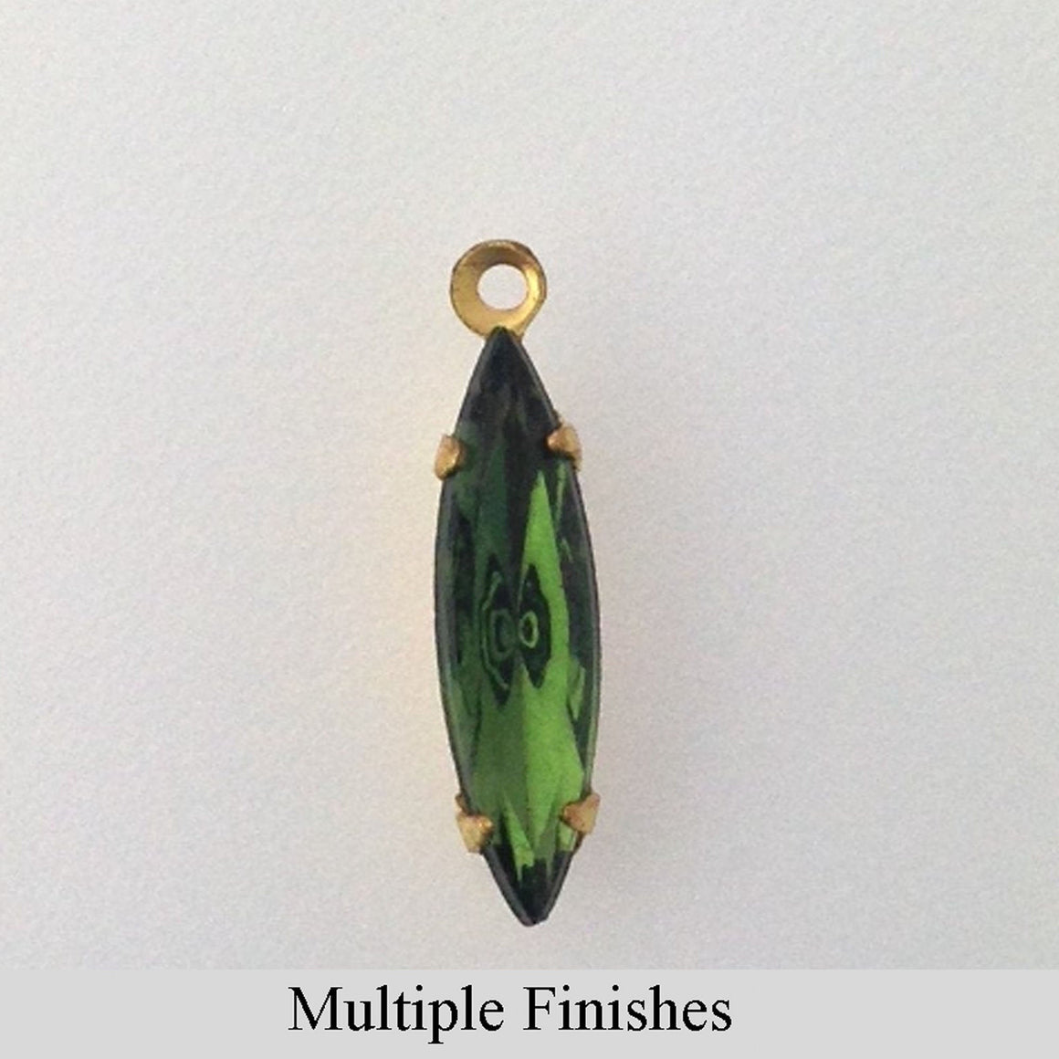 15x4mm Turmaline Faceted Glass Navette Stone in 1 Loop Setting