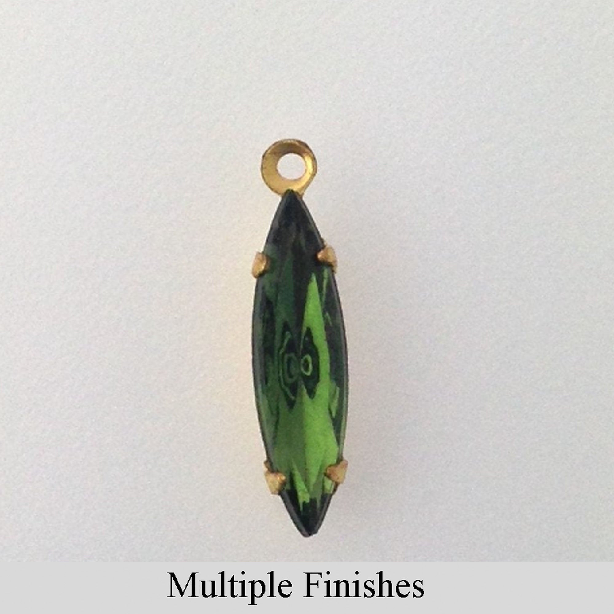 15x4mm Turmaline Faceted Glass Navette Stone in 1 Loop Setting