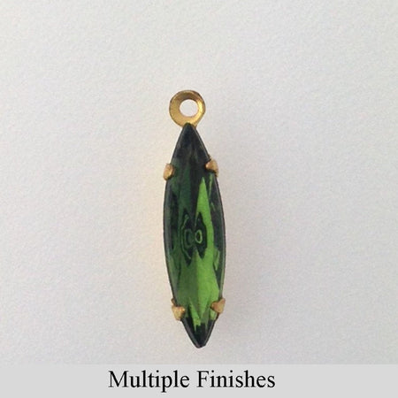 15x4mm Turmaline Faceted Glass Navette Stone in 1 Loop Setting